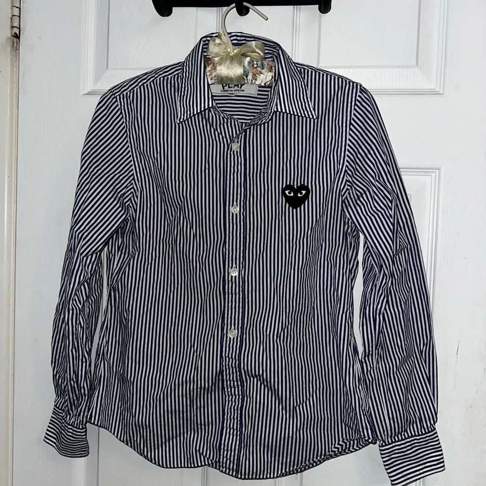 Men's Comme de Garçons Blue Striped Button Up - Picture 3 of 6